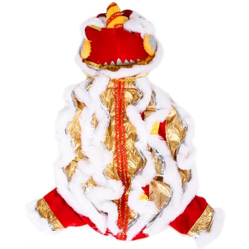 Warmes Tanz-Löwen-Cosplay-Outfit für Haustiere, Neujahrskatzen-Party-Kostüm, verstellbare Welpen-Spaß-Kleidung von yeeplant