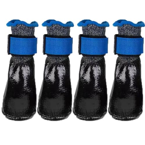 Welpenschuhe, elastisch, leicht, verstellbar: 4 x Haustierpfotenschutz, warm, einfach, wasserdicht, rutschfeste Hundestiefel von yeeplant