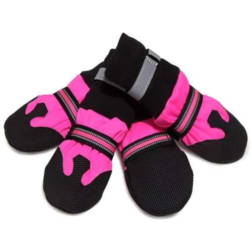 Welpenstiefel, atmungsaktiv, wasserdicht, rutschfest: Socken, 4 Stück, reflektierende Protektoren, Pfotenform, warm, rutschfest, für Hunde und Welpen Welpenstiefel, atmungsaktiv, wasserdicht, rutschfest: Socken, 4 Stück, reflektierende Protektoren, Pfotenform, warm, rutschfest, für Hunde und Welpen von yeeplant