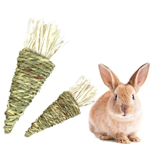 yeeplant 2 natürliche handgefertigte Kau-Karotten-Leckerlis, Hasen-Snack, Kaninchen, Spielzeug, interative Strohhalmzähne von yeeplant