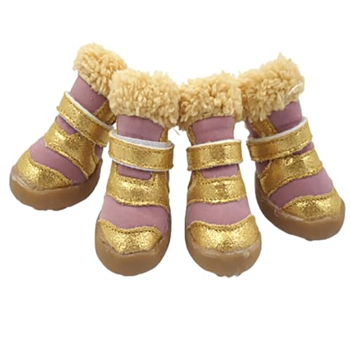 yeeplant 4 x warme rutschfeste Hundestiefel aus Kunstleder, für Welpen, Winter, Pfotenschutz, verstellbar, dekorativ, klassisch yeeplant 4 x warme rutschfeste Hundestiefel aus Kunstleder, für Welpen, Winter, Pfotenschutz, verstellbar, dekorativ, klassisch von yeeplant
