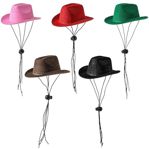 yeeplant 5 Stück Haustier Cowboy Hüte Verstellbare Cowboy Kappe für Kleintiere Perfekt für Hunde Katzen Kaninchen Puppen von yeeplant