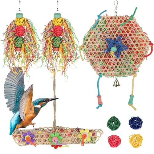 yeeplant 8-teiliges Vogel-Papageien-Aktenvernichter und Rattan-Ball-Spielzeug-Set: natürlicher Luffa-Käfig-Spielzeug für Papageien yeeplant 8-teiliges Vogel-Papageien-Aktenvernichter und Rattan-Ball-Spielzeug-Set: natürlicher Luffa-Käfig-Spielzeug für Papageien von yeeplant
