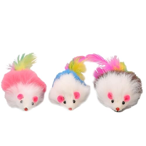 yeeplant Dekoratives Kätzchen-Maus-Kauspielzeug mit Feder, leicht, weich, verspielt, interaktives Katzen-Trainingsspielzeug von yeeplant