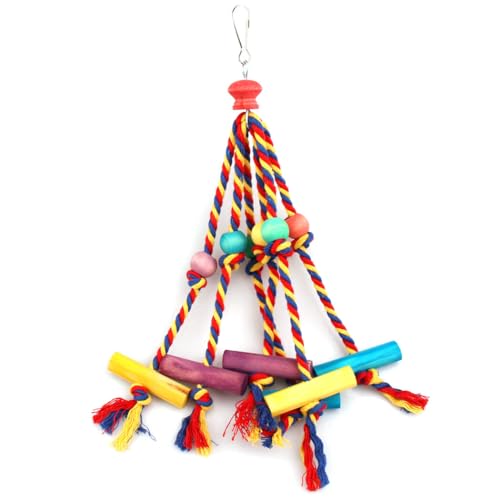 yeeplant Dekoratives Papagei Hängespielzeug mit Baumwollseil und Holzperlen - Lustige Käfigdekoration für Vögel yeeplant Dekoratives Papagei Hängespielzeug mit Baumwollseil und Holzperlen - Lustige Käfigdekoration für Vögel von yeeplant