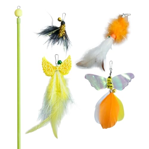 yeeplant Einziehbarer Katzenstab-Spielzeug: niedlicher Schmetterling und gefälschte Federn, interaktiver Teaser-Stick für Haustiere yeeplant Einziehbarer Katzenstab-Spielzeug: niedlicher Schmetterling und gefälschte Federn, interaktiver Teaser-Stick für Haustiere von yeeplant