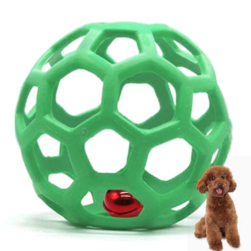 yeeplant Elastischer hüpfender Hohlball mit Glocke - Flexibles, bissfestes Gummi-Apportierspielzeug für Hunde, wiederverwendbar von yeeplant