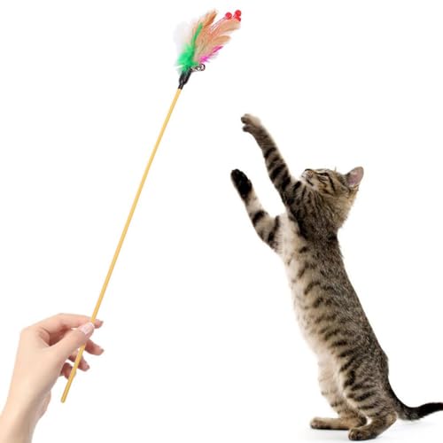 yeeplant Elastisches Katzenspielzeug mit Glocke, bunter weicher Stab für Tierstress und spielerische Interaktion von yeeplant