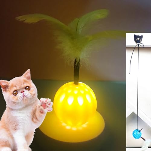 yeeplant Hängendes interaktives Spielzeug für Katzen - Elastischer Kätzchen-Beleuchtungsball, selbstunterhaltsame Türtiere, lustige interaktive Katzen von yeeplant