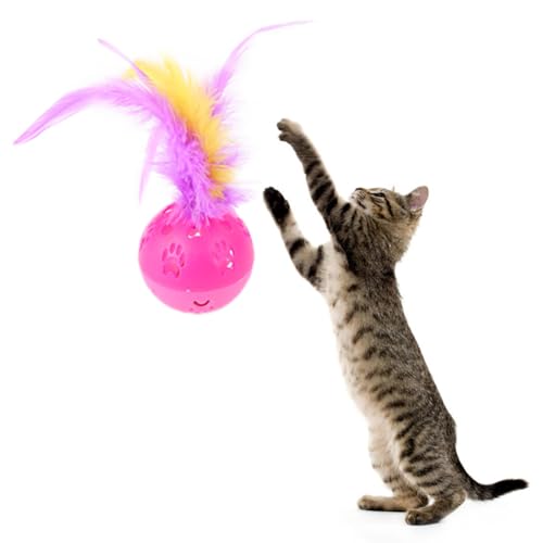 yeeplant Interaktiver Ball mit Feder und Glocke, hohl, niedliches und lustiges Haustier-Stress-Komfortspielzeug für Katzen yeeplant Interaktiver Ball mit Feder und Glocke, hohl, niedliches und lustiges Haustier-Stress-Komfortspielzeug für Katzen von yeeplant