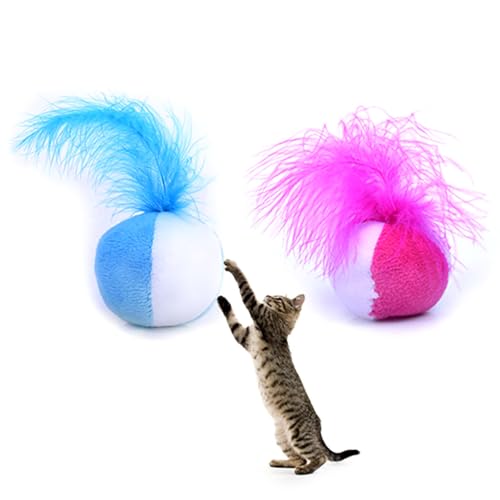 yeeplant Interaktives Glockenballspielzeug für Kätzchentraining: 2 Stück mit Katzenminze, verspieltes, leichtes Spielzeug mit falscher Feder für Katzen von yeeplant