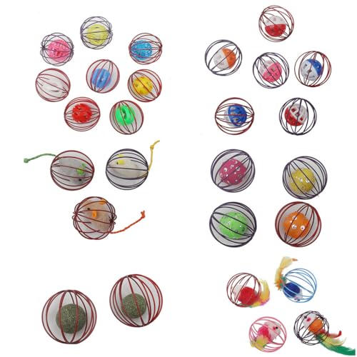 yeeplant Interaktives Käfigspielzeug, 6 Stück, Kätzchen-Glocken-Ball, Maus, Plüsch-Eisen mit Katzenminze, hohles Katzenspielzeug yeeplant Interaktives Käfigspielzeug, 6 Stück, Kätzchen-Glocken-Ball, Maus, Plüsch-Eisen mit Katzenminze, hohles Katzenspielzeug von yeeplant
