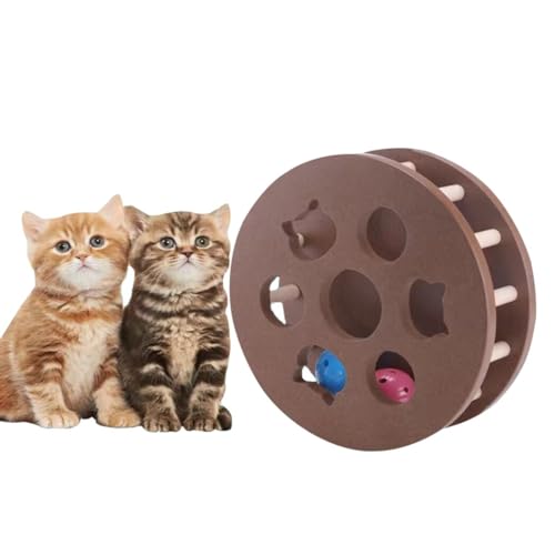 yeeplant Kätzchen jagt Holzspielzeug - Niedliches interaktives Katzenpuzzle mit rollenden Bällen und Bahn von yeeplant