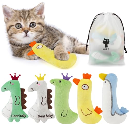yeeplant Katzenkauspielzeug für Kätzchen, Cartoon-Plüsch, 5 Stück, mit Katzenminze, interaktiv yeeplant Katzenkauspielzeug für Kätzchen, Cartoon-Plüsch, 5 Stück, mit Katzenminze, interaktiv von yeeplant