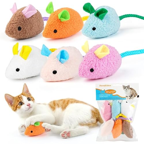 yeeplant Katzenminze-Spielzeug, Plüsch-Katzenmaus, interaktiv, niedlich, realistisch, Beißspielzeug für Katzen, 6 Stück von yeeplant