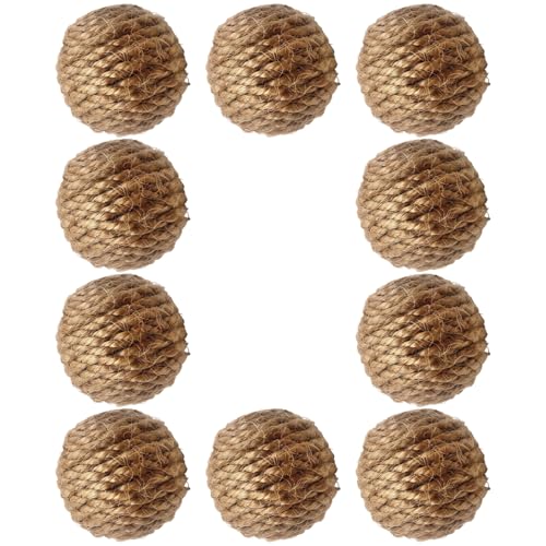 yeeplant Katzenspielzeug, Sisalbälle, handgefertigt, 4,5 cm, Kratzen und Spielen, Haustierseilbälle, dekorative Füllstoffe für Schalen und Tafelaufsätze, 10 Stück von yeeplant