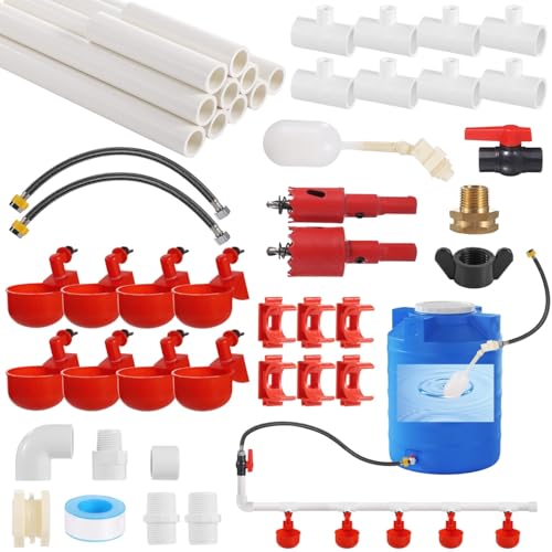 yeeplant Komplettes automatisches Hühner-Bewässerungssystem, PVC-Rohre, Gartenschläuche, Schwimmerventil, auslaufsicheres Wasserbecher-Set yeeplant Komplettes automatisches Hühner-Bewässerungssystem, PVC-Rohre, Gartenschläuche, Schwimmerventil, auslaufsicheres Wasserbecher-Set von yeeplant
