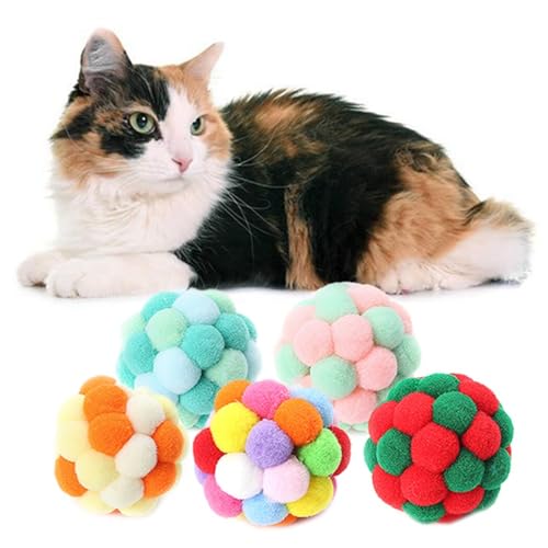 yeeplant Plüsch-Ball für Kätzchen, interaktive, federnde Katzenbälle, bissfest, weiche Spielbälle für Katzen, handgefertigtes Kätzchen-Spielzubehör, 5 Stück yeeplant Plüsch-Ball für Kätzchen, interaktive, federnde Katzenbälle, bissfest, weiche Spielbälle für Katzen, handgefertigtes Kätzchen-Spielzubehör, 5 Stück von yeeplant