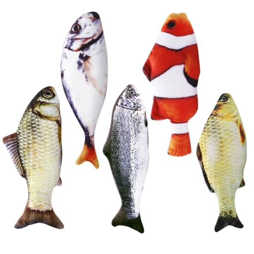 yeeplant Plüsch-Fischspielzeug für Katzen, 20 cm, lustiges und interaktives, bissfestes Haustier-Kauspielzeug mit Katzenminze, perfekt für den Innen- und Außenbereich, 6 Stück von yeeplant