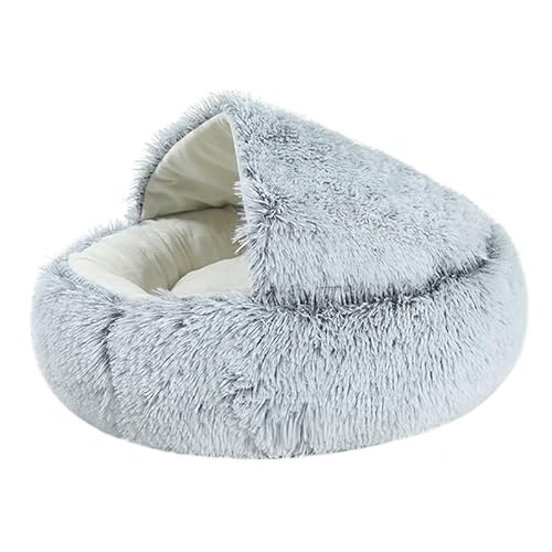 yeeplant Plüsch-Höhlenbett für Katzen und Hunde, weiche und ruhige Schlafhöhle für Haustiere, halbgeschlossenes beruhigendes Bett-Design von yeeplant