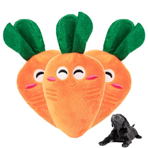 yeeplant Quietschendes Plüschspielzeug-Set für Hunde, tragbar, leicht, 3 Stück, Karotten-Thema, Kauspielzeug für interaktives Haustierbeißen yeeplant Quietschendes Plüschspielzeug-Set für Hunde, tragbar, leicht, 3 Stück, Karotten-Thema, Kauspielzeug für interaktives Haustierbeißen von yeeplant