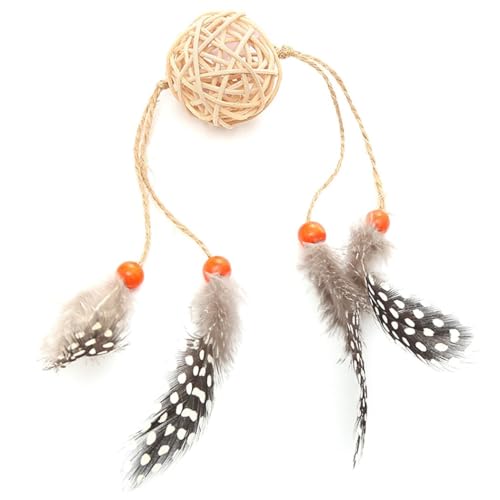 yeeplant Runder weicher Spielball aus Rattan, künstliche Feder, bissfest, niedliches Katzenspielzeug für Kätzchen, Heimspaß yeeplant Runder weicher Spielball aus Rattan, künstliche Feder, bissfest, niedliches Katzenspielzeug für Kätzchen, Heimspaß von yeeplant