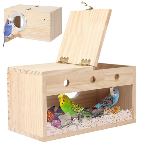 yeeplant Sittich-Nistkasten aus Holz, transparent, Vogelhaus für Nymphensittiche, Nymphensittichzucht, Paarungskasten für Lovebirds, Wellensittiche und kleine bis mittelgroße Vögel yeeplant Sittich-Nistkasten aus Holz, transparent, Vogelhaus für Nymphensittiche, Nymphensittichzucht, Paarungskasten für Lovebirds, Wellensittiche und kleine bis mittelgroße Vögel von yeeplant