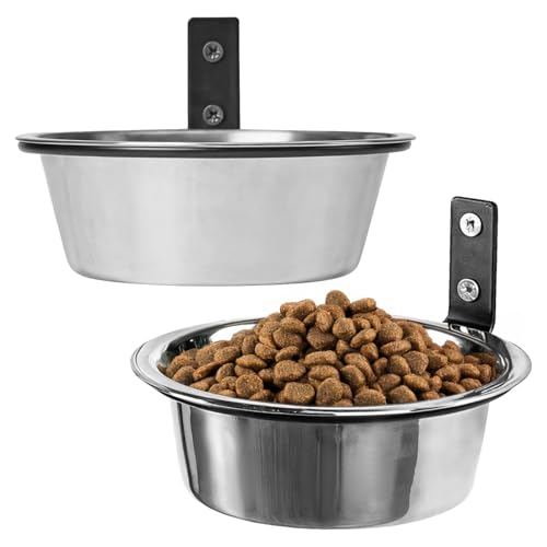 yeeplant Wall-Fixed 2 Napf-Set für Hunde, 20,3 cm, Edelstahl, verstellbare Futterspender, erhöhtes Design mit schwerem Boden, ideal für Nass- und Trockenfutter von yeeplant