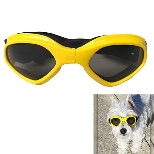 Hundebrille, UV-Schutz, Haustierbrille, wasserdicht, winddicht, Augenschutz für Katzen, kleine Hunde, Gelb von yinbaoer
