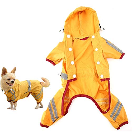 Hundemäntel, wasserdichte Hunde-Regenjacke, Hunde-Regenmantel, wasserdicht, mit Kapuze, Hundemäntel für große Hunde, wasserdicht, mit Kapuze, Regenmantel für Hunde, gelb, XS von yinbaoer