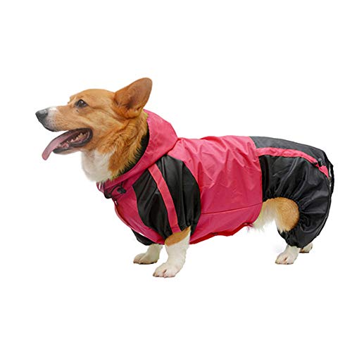 Hunderegenjacke, Hunde-Regenmantel, mit Beinen, wasserdicht, mit Kapuze, für Hunde, Rot, Größe L - L von yinbaoer