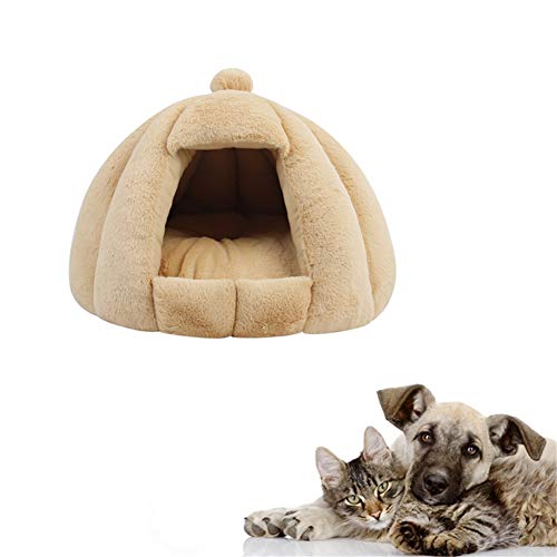 yinbaoer Haustier-Sofabett 2-in-1 Katzenhöhle Faltbare Katzenbetten Für Indoor Katzen Gemütliches Hundebett Für Kätzchen Welpen Kleine Hunde Khaki von yinbaoer