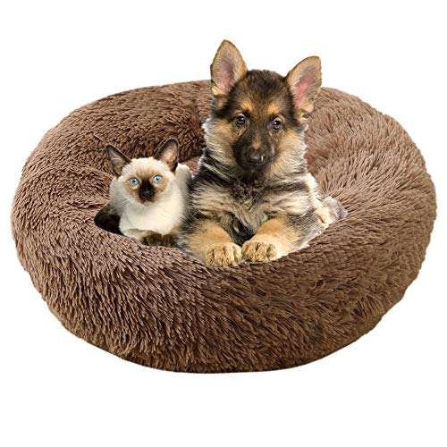 yinbaoer Hundebett, weich, für mittelgroße Katzen, zusammenklappbar, Anti-Angst, Hundebett für kleine Hunde, Katzen, Welpen und Kätzchen, 40 cm, Kaffeebraun von yinbaoer