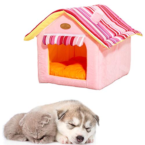 yinbaoer Hundehütte für den Innenbereich, großes Hundebett, abnehmbar, tragbar, für Kätzchen, Welpen, kleine Hunde, Rosa, Größe L von yinbaoer
