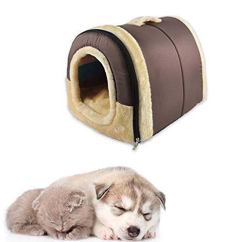 yinbaoer Katzenhöhle Kätzchenbett 2-in-1-Multifunktions-Hundebetten, groß, waschbar, Hundebett für Katzen und kleine mittelgroße Hunde, braun von yinbaoer