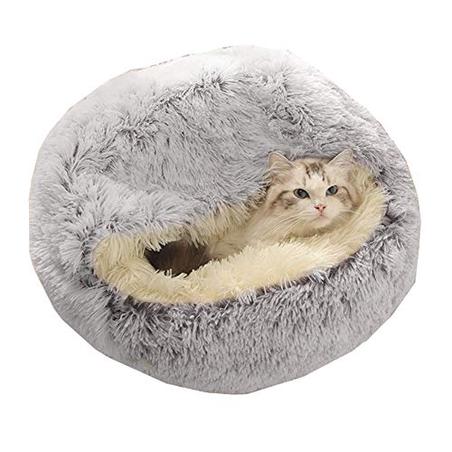 yinbaoer Katzennest-Stoff-Katzenbett, atmungsaktiv, gemütlich, tragbar, für Kätzchen, Welpen, kleine Hunde, 40 x 40 cm, grauer Plüsch von yinbaoer