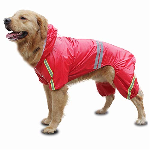 yinbaoer Wasserdichte Regenjacke für Hunde, wasserdicht, für Hunde mit Beinen, wasserdicht, für Haustiere, wasserdicht, komplett für Hunde, rot, 2XL von yinbaoer