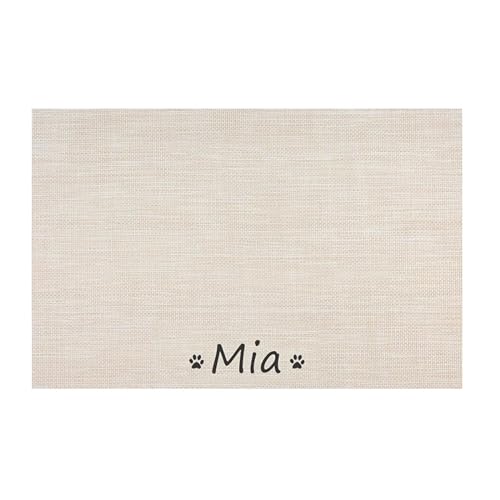 Futtermatte für Futternäpfe, personalisierbarer Name, Hundefuttermatte, waschbare Pads für Hunde und Katzen, Haustiermatte, wasserdicht, Beige, 30 x 45 cm von yky