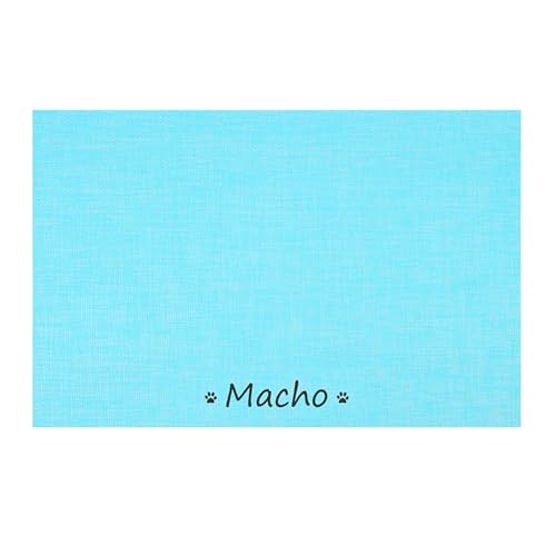 Hundefuttermatte mit Namen, Hundematte für Futter und Wasser, personalisierbar, Blau, 30 x 45 cm von yky