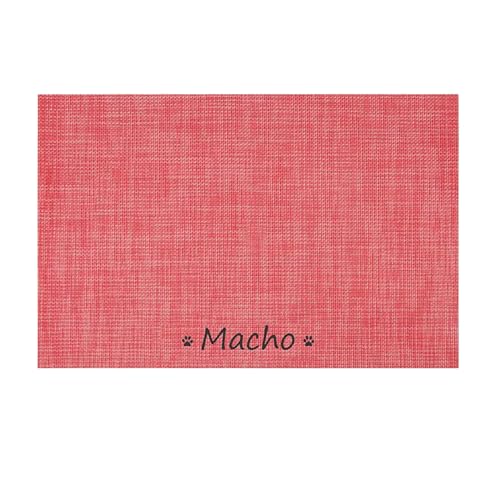 Hundematte mit individuellem Namen, personalisierbar, für Hunde und Katzen, Matte für Näpfe, personalisierte Futternapf-Matte (rot, 30 x 45 cm) von yky