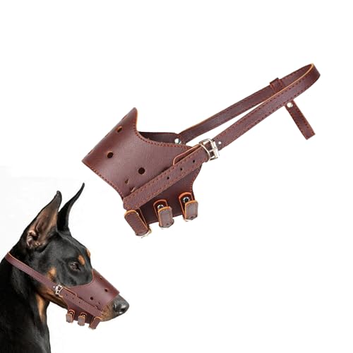 yolzhxe Maulkorb Hunde, Verstellbare PU Leder Hunde Maulkorb, Atmungsaktive Bequem Hundemaulkorb, Sicher Dog Muzzle, Fressschutz Giftköderschutz Gegen Bellen, für Kleine, Mittel Hund (Braun, S) von yolzhxe