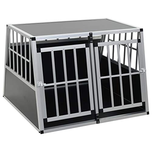 yorten Hunde Transportbox für Auto, mit Doppeltür Hundebox Autobox Hundetransportbox Alubox Hund Reisebox Silber 94 x 88 x 69 cm (B x T x H) von yorten