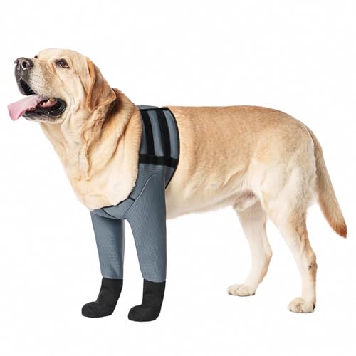 yrenoer Hundesocken & Stiefel – Wasserdichter Pfotenschutz mit rutschfester Unterseite, nach Operationen zur Genesung von Wunden (Grau, Größe 2XL) von yrenoer