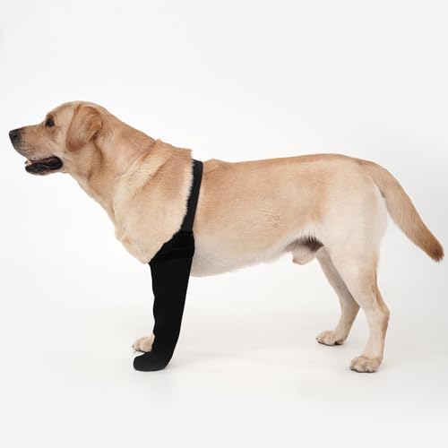 yrenoer Hundesocken zur Genesung – wasserdichte Pfotenschutz mit rutschfester Sohle | Stiefel nach Operationen zum Wundschutz | Anti-Leck-Ärmel für Hunde (schwarz, 3XL_links) von yrenoer