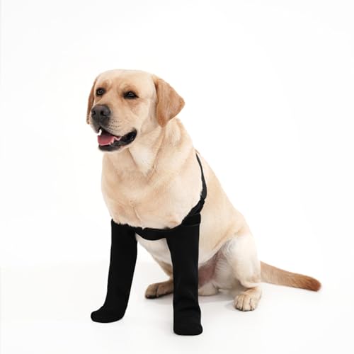 yreoner Hunde Erholungssocken - wasserdichte rutschfeste Stiefel für Wundschutz & Anti-Lecken, Pflege nach Operationen und Hautzustandsschutz (Schwarz, 2XL) von yrenoer