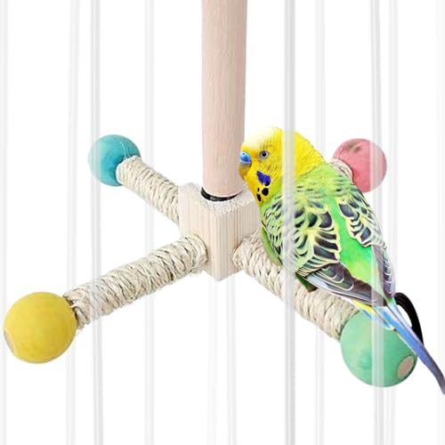 yuchdzexu Vogelkäfig-Sitzstange | Vogel-Trainingsrad aus Holz – drehbarer Ständer, interaktiver Kauer für Sittiche, Tauben, Kanarienvögel, Nymphensittiche, Sittiche, Sittiche, Haustiere von yuchdzexu