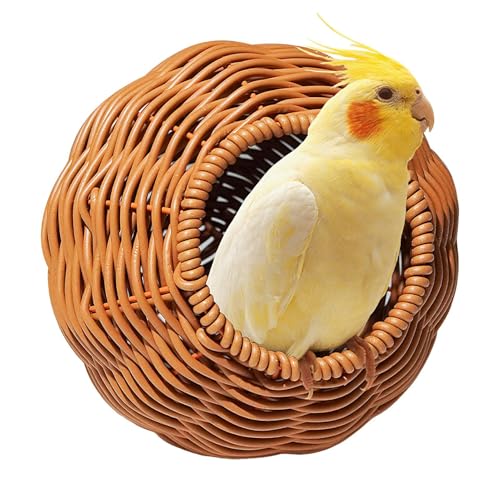 yupeuooe Cockatiel Nest, Vogelnest | Simulation Rattan Papageienhaus | Handgewebte Nachahmung des Rattannest von yupeuooe