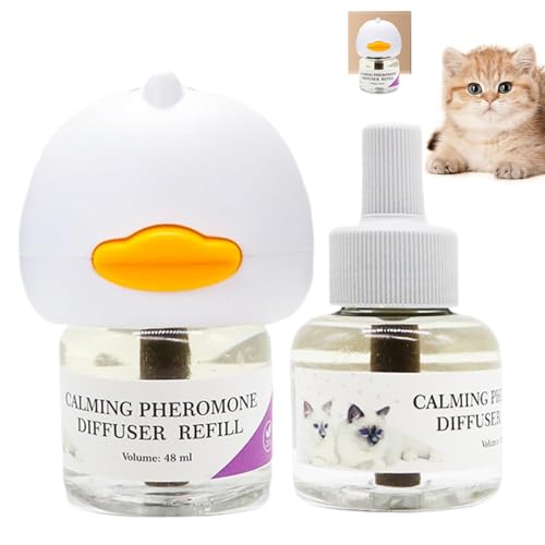 yupeuooe Katze beruhigend Diffusor, beruhigender Diffusor für Katzen,Heizverhaltensunterstützung Diffusor -Stressabbau - 96 ml Plug-In tragbare natürliche Lösung für Tierarztbesuche, Kätzchen, Innen- von yupeuooe