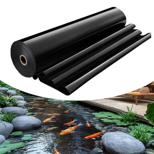 yurstcggh Gartenteich Teichplane,Flexible Teichfolie,Schwarz Teichplane,Schwarz Wasserdicht Fischteichfolie,große Fischteichfolie,HDPE,Schwarz,für Fischteiche,Brunnen,Wassergarten 7×11m Dicke:0,2mm von yurstcggh