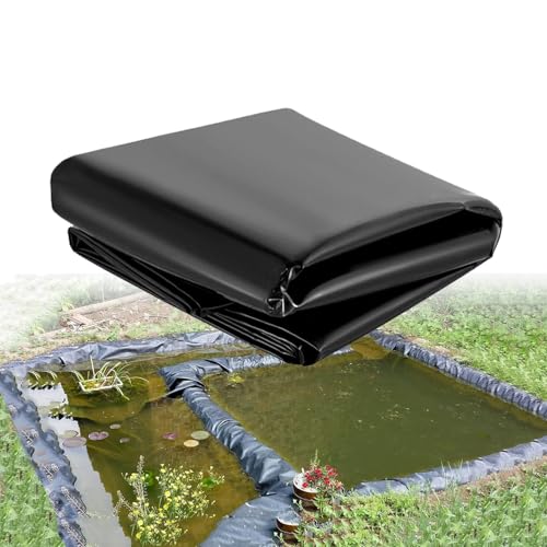 yurstcggh Gartenteich Teichplane,Flexible Teichfolie,Schwarz Teichplane,Schwarz Wasserdicht Fischteichfolie,große Fischteichfolie,HDPE,Schwarz,für Fischteiche,Brunnen,Wassergarten 9×14m Dicke:0,2mm von yurstcggh